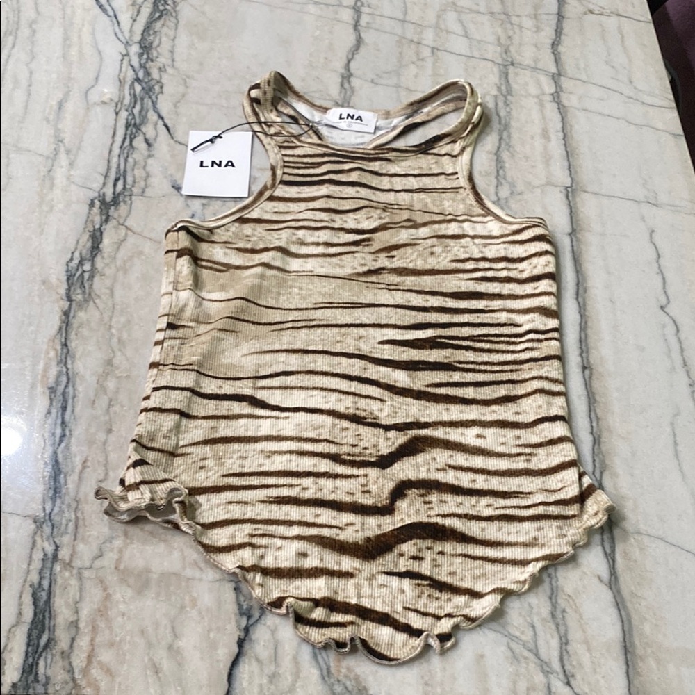 NWT: LNA Tan and Brown Safari-Inspired Tank Top